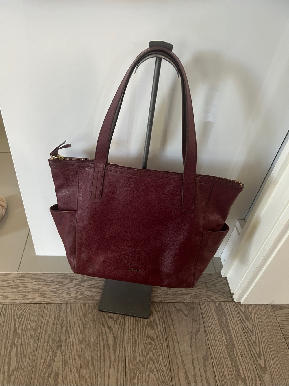 Fossil Burgundy Leather Shopper Tote
